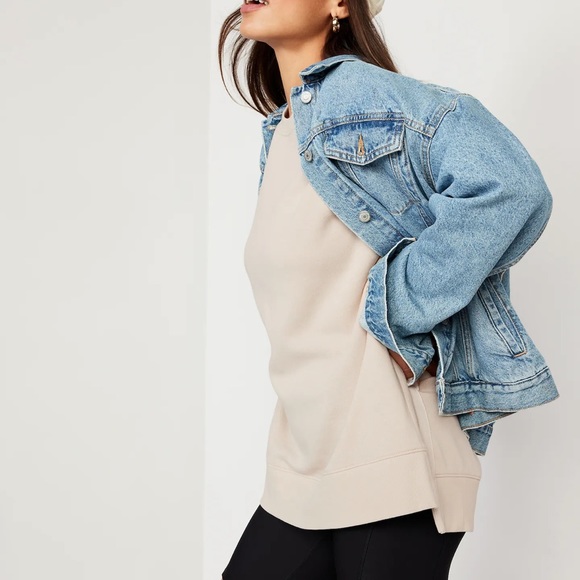 NWT OLD NAVY Oversized Boyfriend Tunic Sweatshirt Color: Wish Bone SIZE X-LARGE - Picture 4 of 5